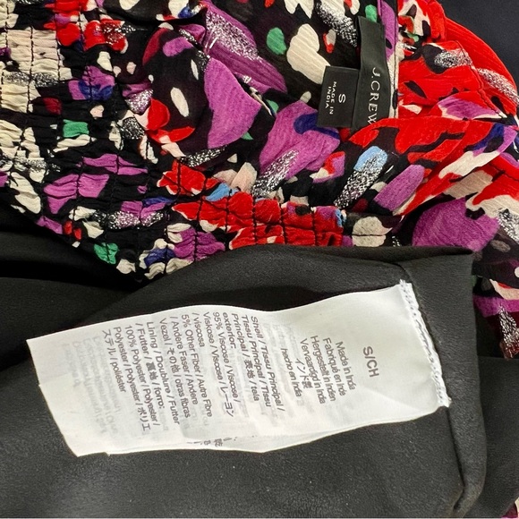 J.Crew Smocked Popover Top Lurex Dot Floral Blouse Top Ruffle Metallic S - Picture 8 of 11